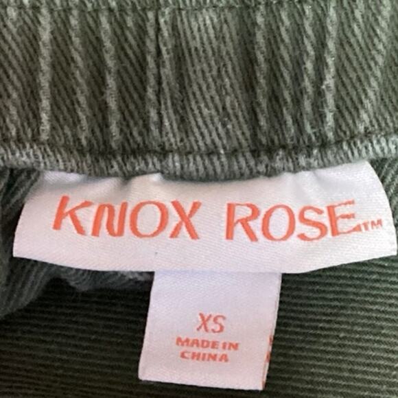 Knox Rose Green High Rise Button Fly Cropped Straight Leg Casual Pants Size XS - Picture 5 of 6